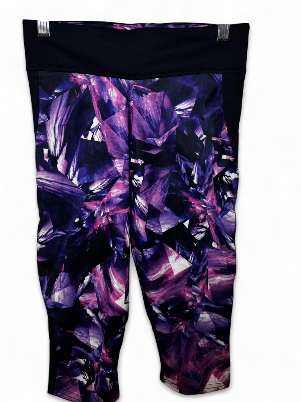 BlackMilk Womens Purple Geometric Crystal Print Cropped Active Leggings Size S